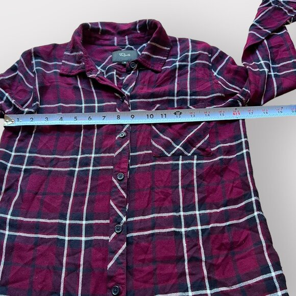 Rails Size XS Red Purple Plaid Long Sleeve Jersey Hunter Button Down Shirt Top - Picture 6 of 12